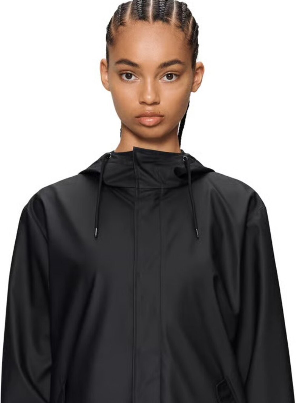 RAINS Fishtail Parka Women's XS Black Waterproof Rain Coat Minimalist